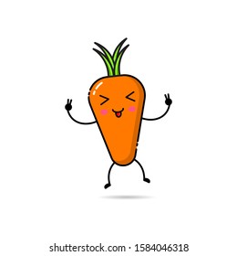 Carrot icon design with a cute, funny and adorable expression