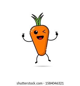 Carrot icon design with a cute, funny and adorable expression