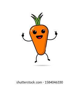 Carrot icon design with a cute, funny and adorable expression