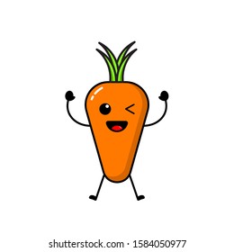 Carrot icon design with a cute, funny and adorable expression