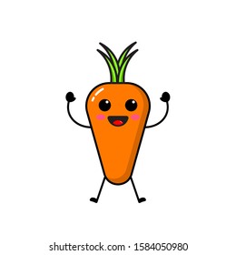 Carrot icon design with a cute, funny and adorable expression