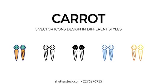 diseño de icono de zanahoria en estilo Cinco con Stroke Editable. Línea, Sólido, Línea plana, Color de tono Duo y Línea de degradado de color. Adecuado para diseño de páginas Web, aplicaciones móviles, UI, UX y GUI.