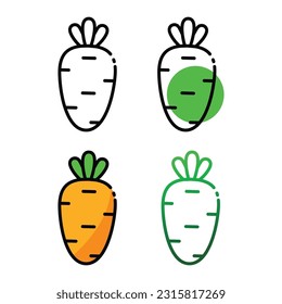 Carrot icon design in four variation color