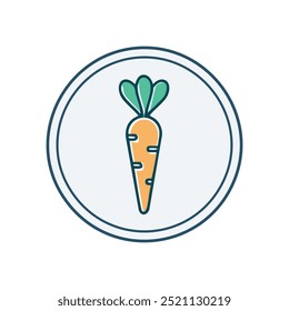 Carrot icon design. Simple and colorful icon illustration featuring a carrot inside a circular frame. Ideal for healthy eating, food, and vegetable related projects.