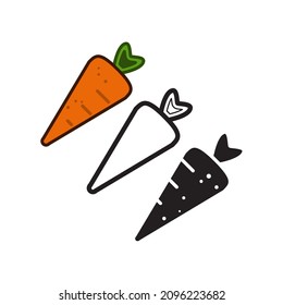 diseño de icono de zanahoria plantillas vectoriales blancas en el fondo