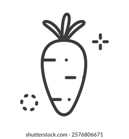 Carrot icon with editable stroke to any thickness no color. Vector illustration.