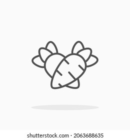 Carrot icon. Editable Stroke and pixel perfect. Outline style. Vector illustration. Enjoy this icon for your project.