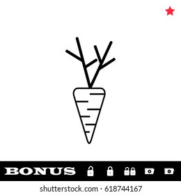 Carrot icon flat. Black pictogram on white background. Vector illustration symbol and bonus button open and closed lock, folder, star