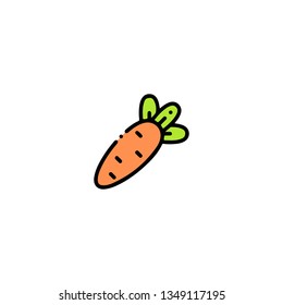 Carrot icon, flat design line art thin style. Easter Day vector illustration