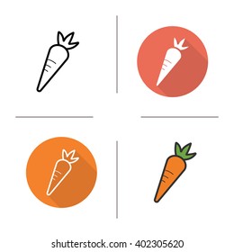 Carrot icon. Flat design, linear and color styles. Isolated vector illustrations