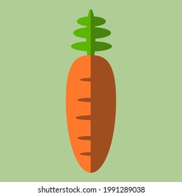 Carrot icon flat design, vector illustration on green background.