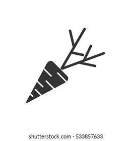 Carrot icon flat. Illustration isolated on white background. Vector grey sign symbol