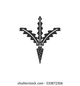 Carrot icon flat. Illustration isolated on white background. Vector grey sign symbol
