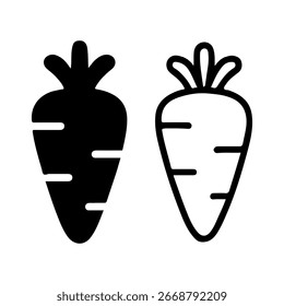 Karotten-Symbol flache Umrisslinie Gemüse Vektorgrafik