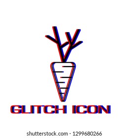 Carrot icon flat. Simple pictogram - Glitch effect. Vector illustration symbol