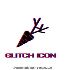 Carrot icon flat. Simple pictogram - Glitch effect. Vector illustration symbol