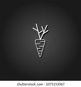 Carrot icon flat. Simple White pictogram on black background with shadow. Vector illustration symbol