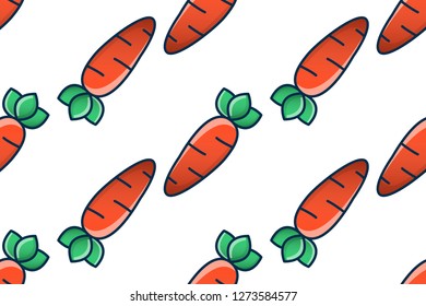 Carrot icon in flat style isolated on white background.  Seamless pattern stock vector illustration