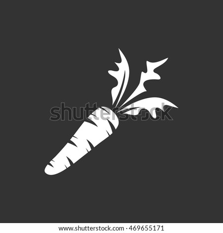 Carrot icon in flat style isolated on black background. Bow logo silhouette. Abstract sign, symbol, pictogram. Vector illustration