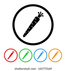 Carrot Icon with Four Color Variations