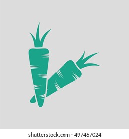 Carrot  icon. Gray background with green. Vector illustration.