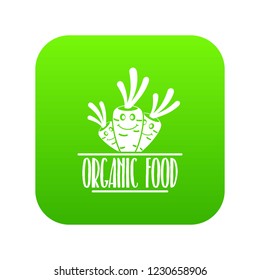 Carrot icon green vector isolated on white background