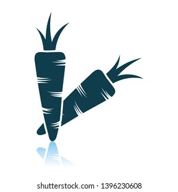 Carrot Icon On Gray Background. Shadow Reflection Design. Vector Illustration.