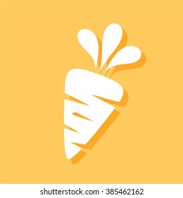Carrot icon on orange background