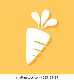 Carrot icon on orange background