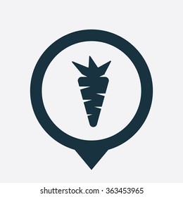 carrot icon, on white background map pin