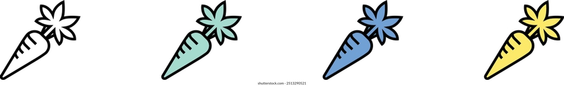 carrot icon. Outline, Green, Blue and Yellow Style Design Isolated On White Background