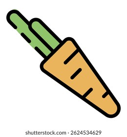 Carrot icon. Outline carrot vector icon color flat isolated