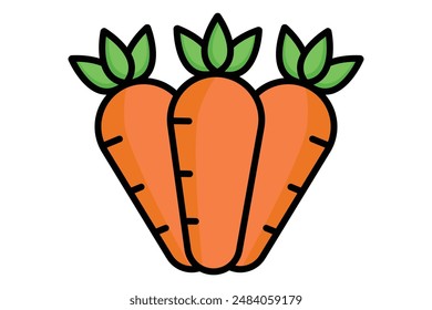 Carrot icon. icon related to vitamin A, healthy food, vegetable. colored outline style. nutrition elements vector illustration