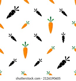 Carrot Icon Seamless Pattern, Food Icon, Vegetable Icon Vector Art Illustration