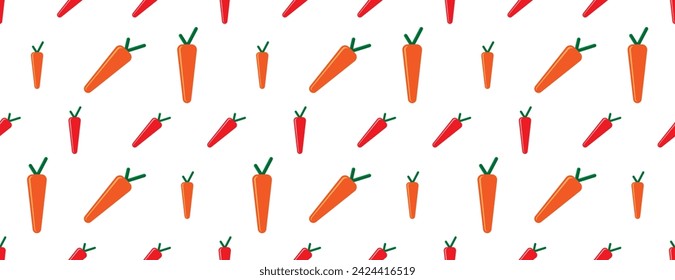 Carrot Icon Seamless Pattern, Vegetable Icon Vector Art Illustration