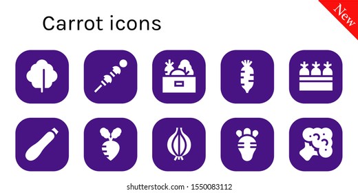 carrot icon set. 10 filled carrot icons.  Simple modern icons about  - Lettuce, Vegetables, Radish, Carrots, Courgette, Turnip, Onion, Broccoli