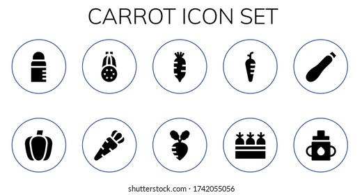 carrot icon set. 10 filled carrot icons. Included Feeder, Paprika, Courgette, Carrot, Radish, Turnip, Carrots icons