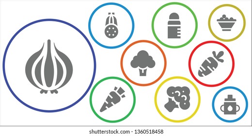 carrot icon set. 9 filled carrot icons.  Simple modern icons about  - Onion, Courgette, Feeder, Carrot, Broccoli, Fruit bowl