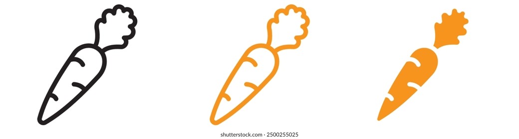 Carrot Icon Set Fresh Vegetable Illustrations for Healthy Food and Nutrition Projects