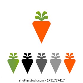 Carrot icon set. Carrot logo. Carrot icon. Carrot logo. Illustration, icon, vegetable, vegetarian, orange, organic, closeup, design, dieting, logo, harvest, agriculture, natural, template