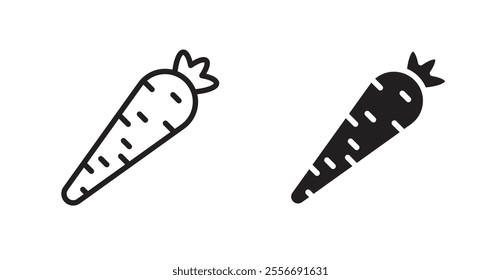 Carrot icon set in Thin line black color.