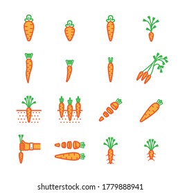 carrot icon set/Flat icon set design, Out line vector icon set for design.