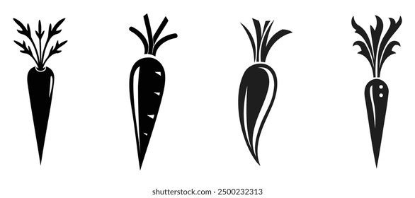 Carrot icon silhouette set. Vector Illustrations