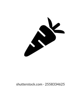 Carrot icon with silhouette shape, vegetable icon, monochrome