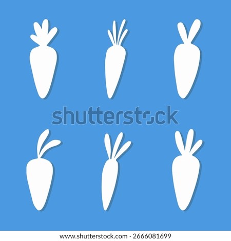 Carrot icon silhouettes, Set of various carrot vegetable collections, carrot with leaves vector, different carrot silhouette art design, Silhouette of various carrots collection isolated