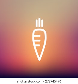Línea delgada de icono de zanahoria para web y móvil, moderno diseño minimalista plano. Icono blanco vectorial en el fondo de malla gradiente.
