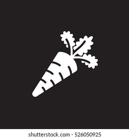 Carrot icon vector, filled flat sign, solid pictogram isolated on black, logo illustration