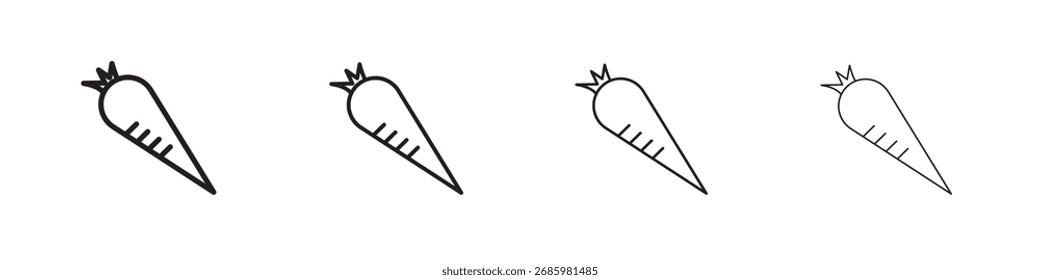 Gráficos del Vector del icono de la zanahoria. iconos negros del vector del estilo
