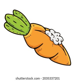 Carrot icon. Vector illustration of a toy fabric carrot. Hand drawn torn soft toy carrot.