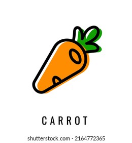 Carrot Icon. Vector Set carrots in Line style. Isolated Vegetable Logo. Stylish solution for app or website.